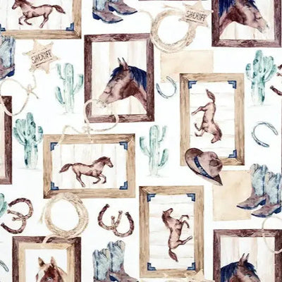 Multi Natural Old West Digital Cuddle Fabric - Per Yard