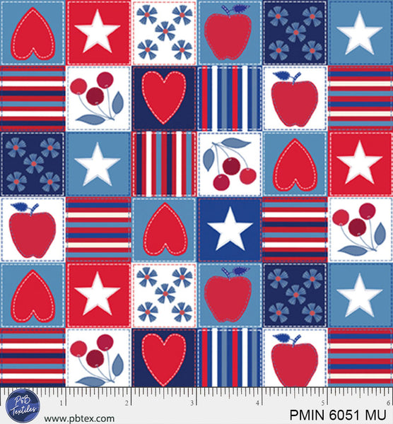 Tissu en coton Multi Patriotic Minis - 44"/45" par yard