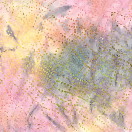 Tissu en coton à pois vagues roses multicolores - 44"/45" par yard