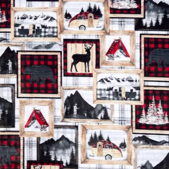 Multi Trail Mix Digital Cuddle Scarlet Fabric per Yard