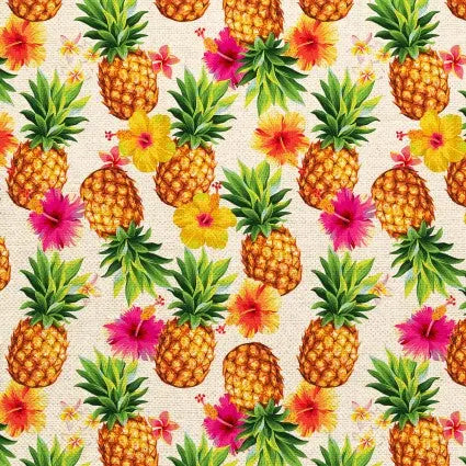 Tela de Lona Multi Tropicana con Piñas por Yarda