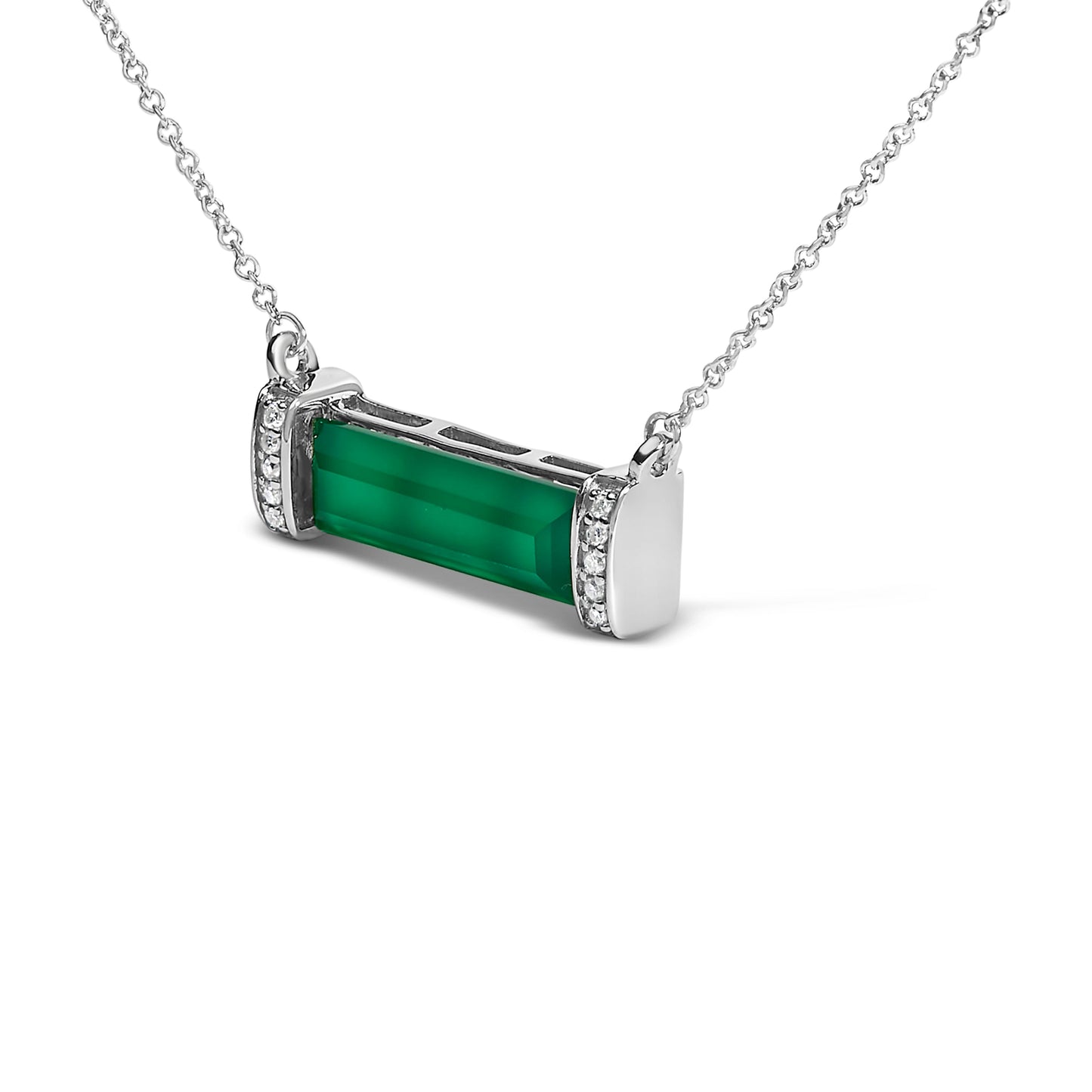 Collar con Colgante de Barra de Ágata Verde de Plata Esterlina
