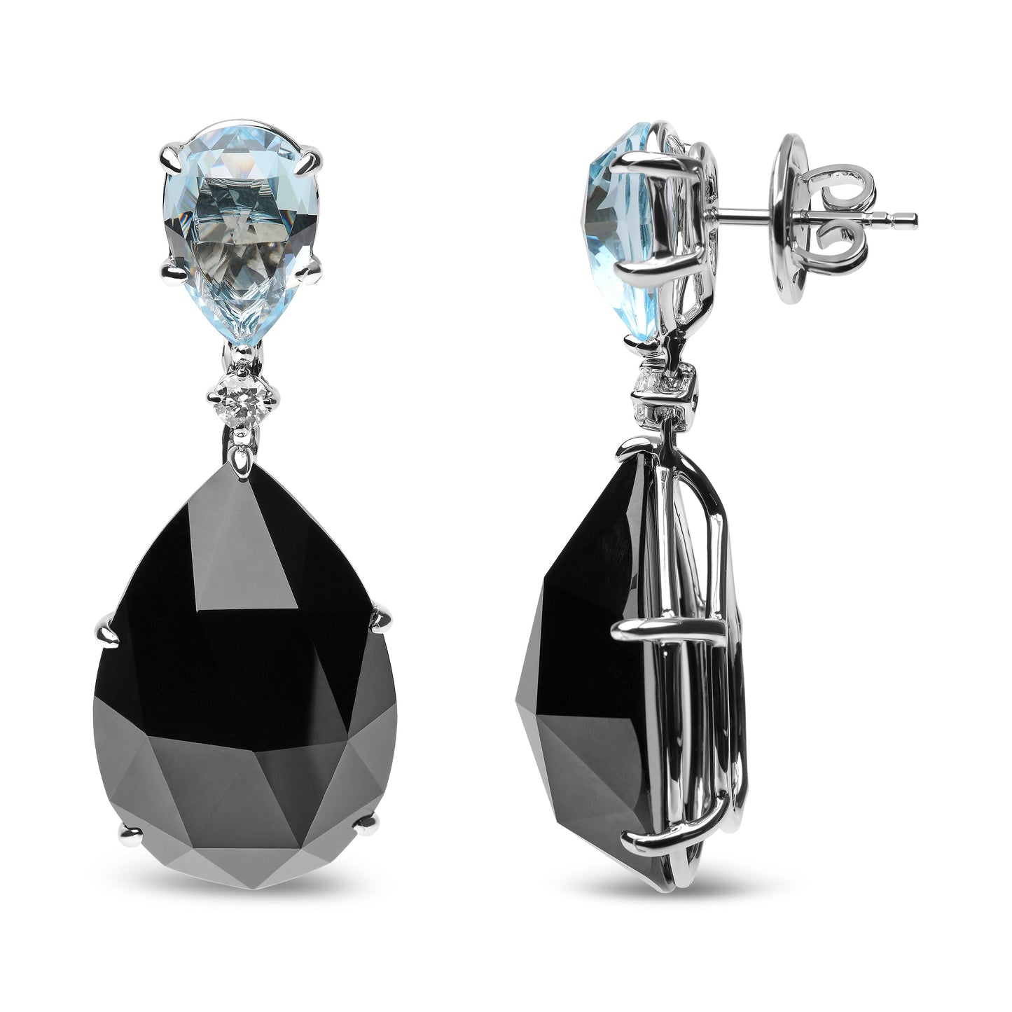 18K White Gold Diamond & Gemstone Dangle Earrings