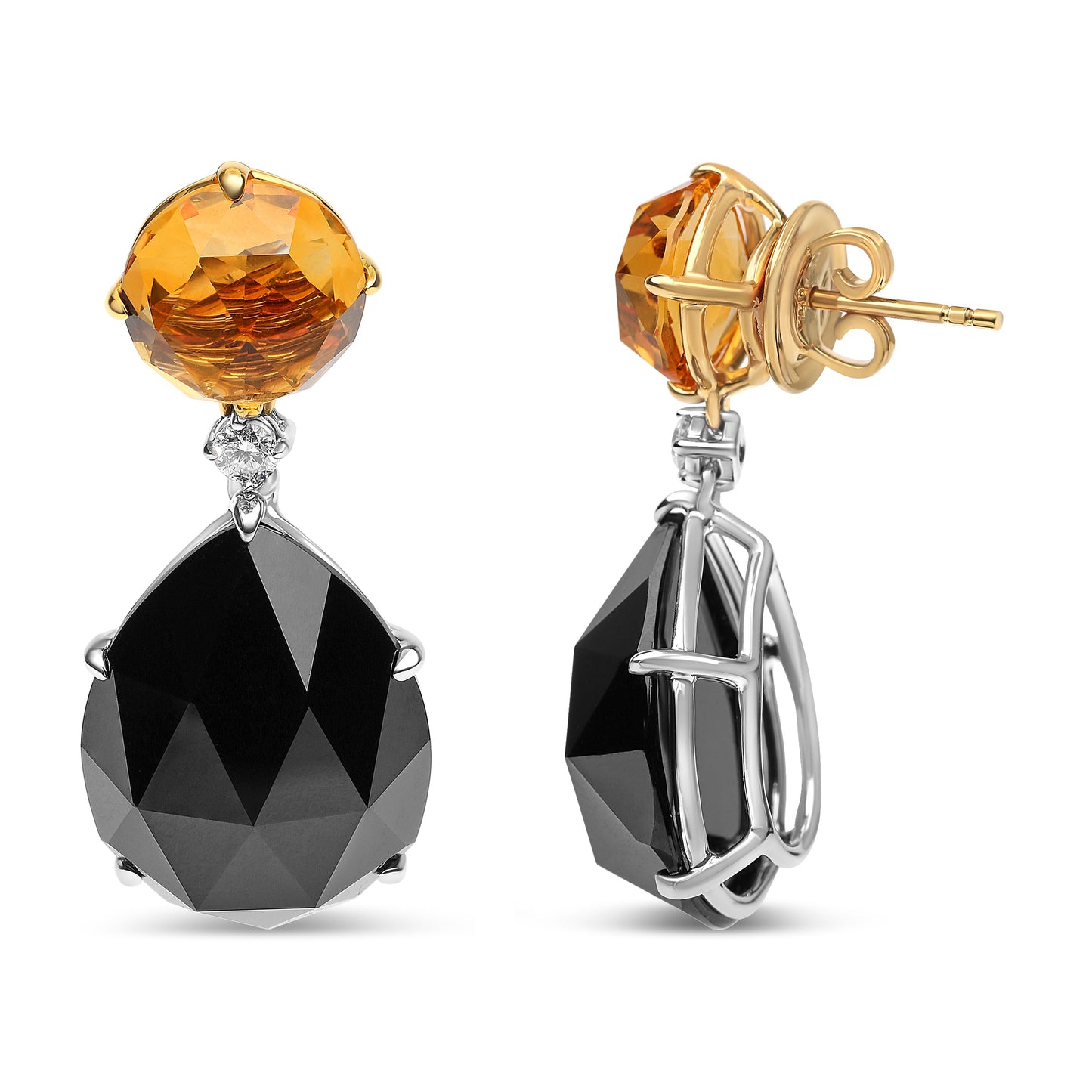 Pendientes colgantes de diamantes y piedras preciosas de oro de 18 quilates