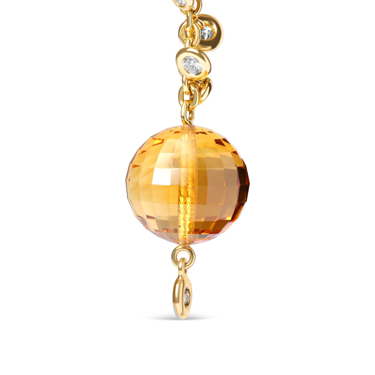 Boucles d'oreilles pendantes en or jaune 18K, diamants et citrine