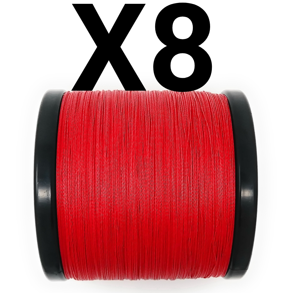 Línea de pesca trenzada Reaction Tackle X8 - Rojo resistente a la decoloración - Innovación de 8 hebras