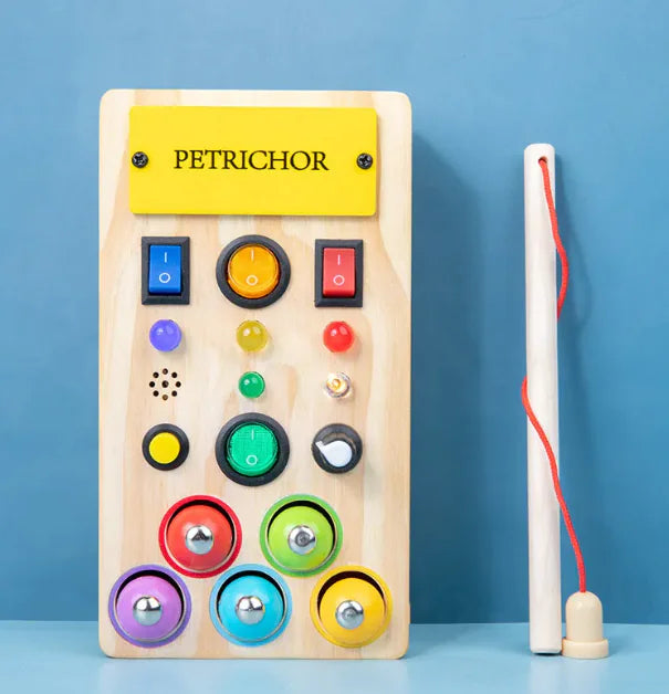 Tablero Ocupado de Madera LED Bright Start – Juguete Educativo Atractivo