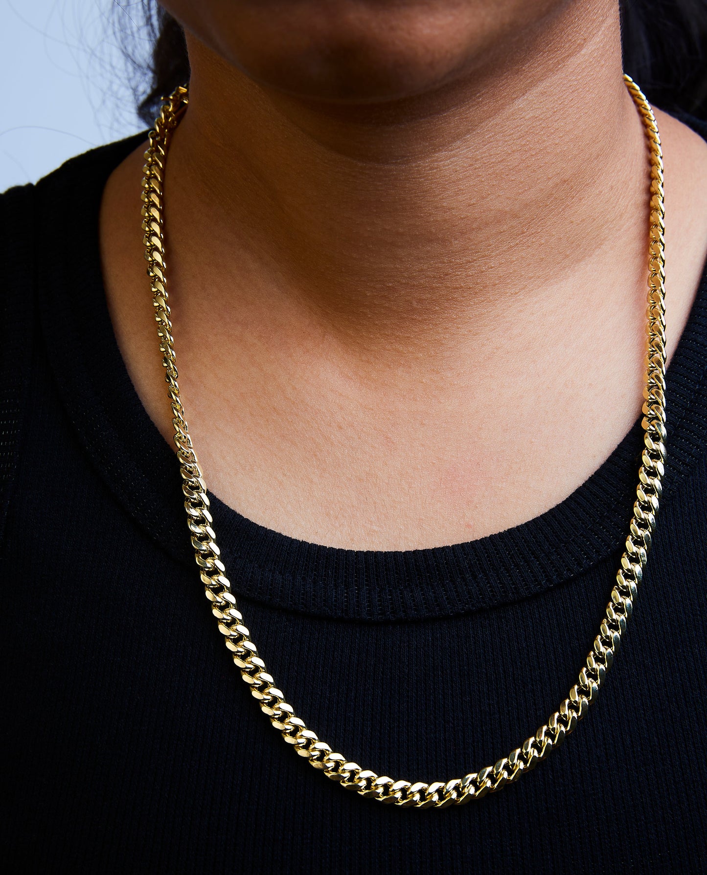 Collier en chaîne cubaine de Miami classique en or jaune 14K semi-solide - 22 pouces