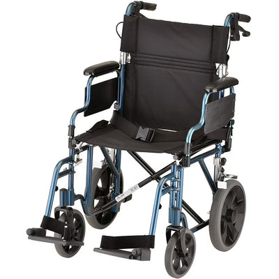 Fauteuil roulant de transport léger NOVA avec bras amovibles - Bleu