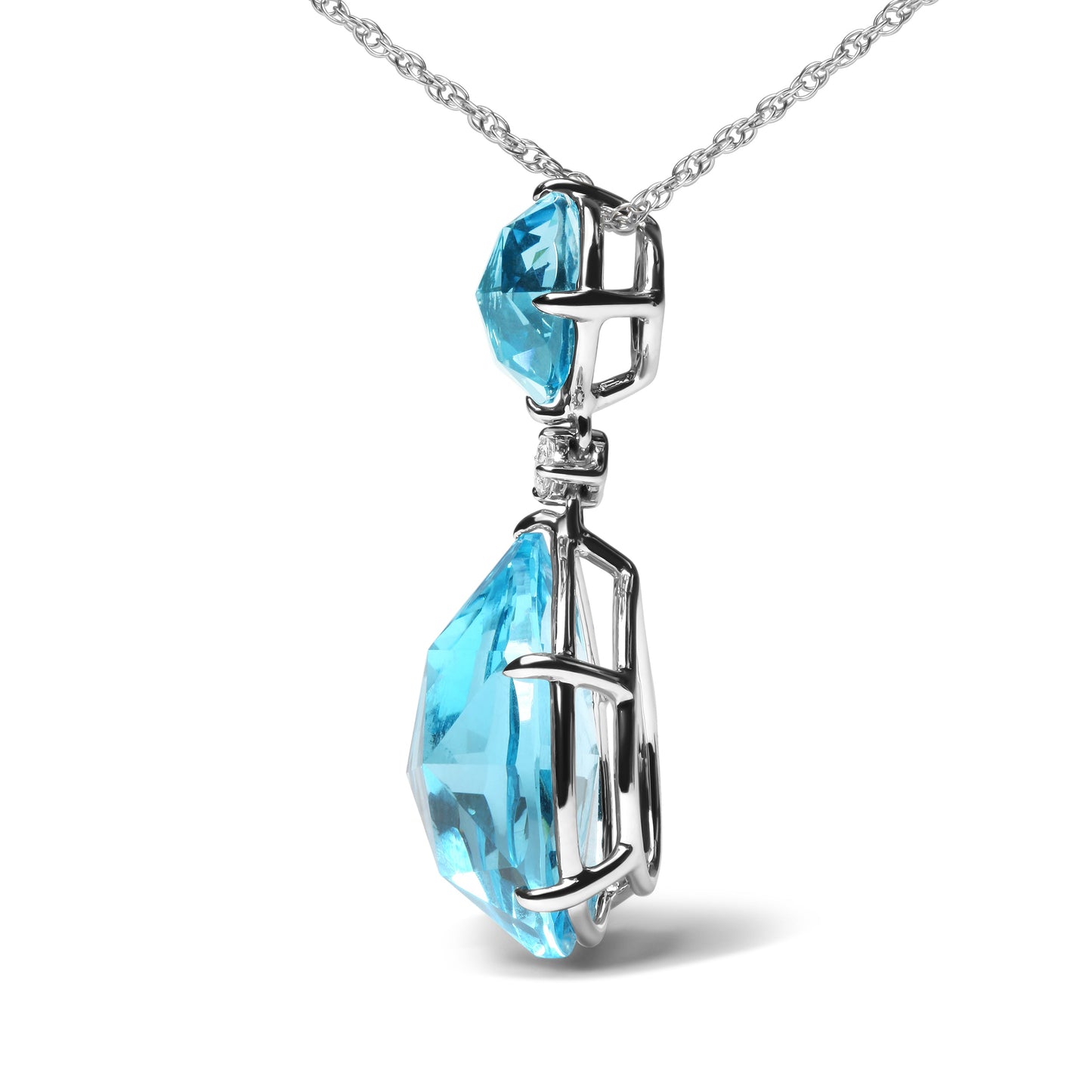 Collar de Pendiente con Topacio y Acento de Diamante en Oro Blanco de 18K