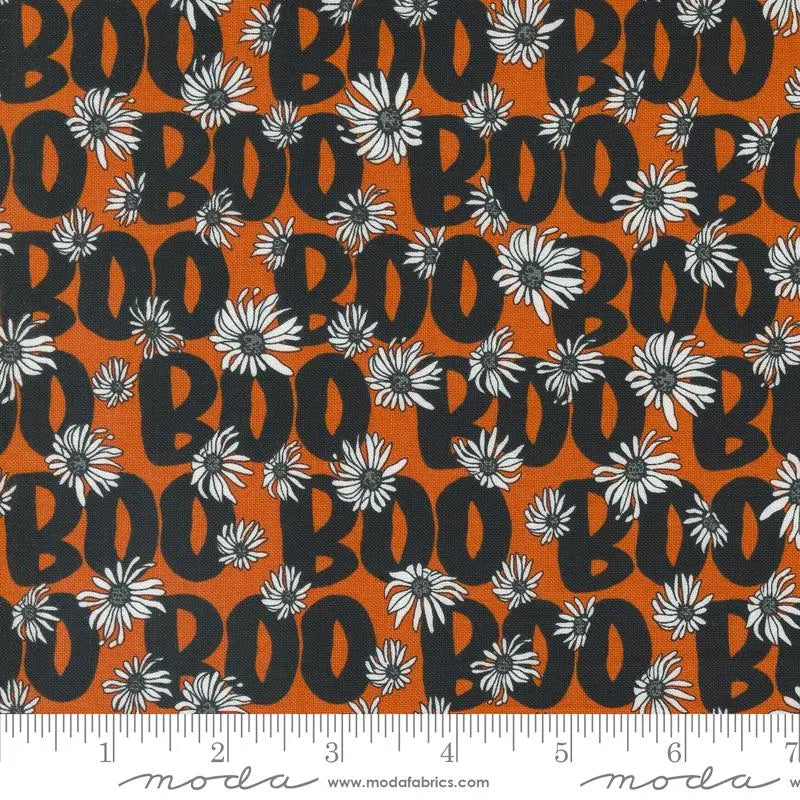 Tela de Algodón Naranja Boo Calabaza Noir - 44"/45" por Yarda