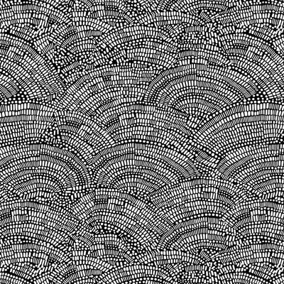 Tela de algodón de fondo ancho Not So Black and White Mosaic Fan