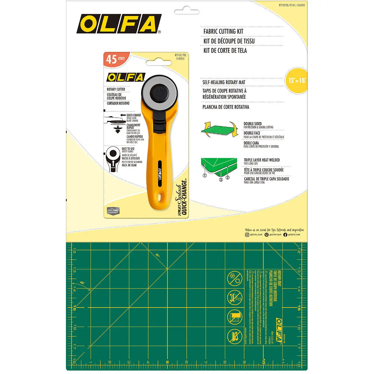 Olfa Fabric Cutting Kit - Premium Rotary Cutter & Mat