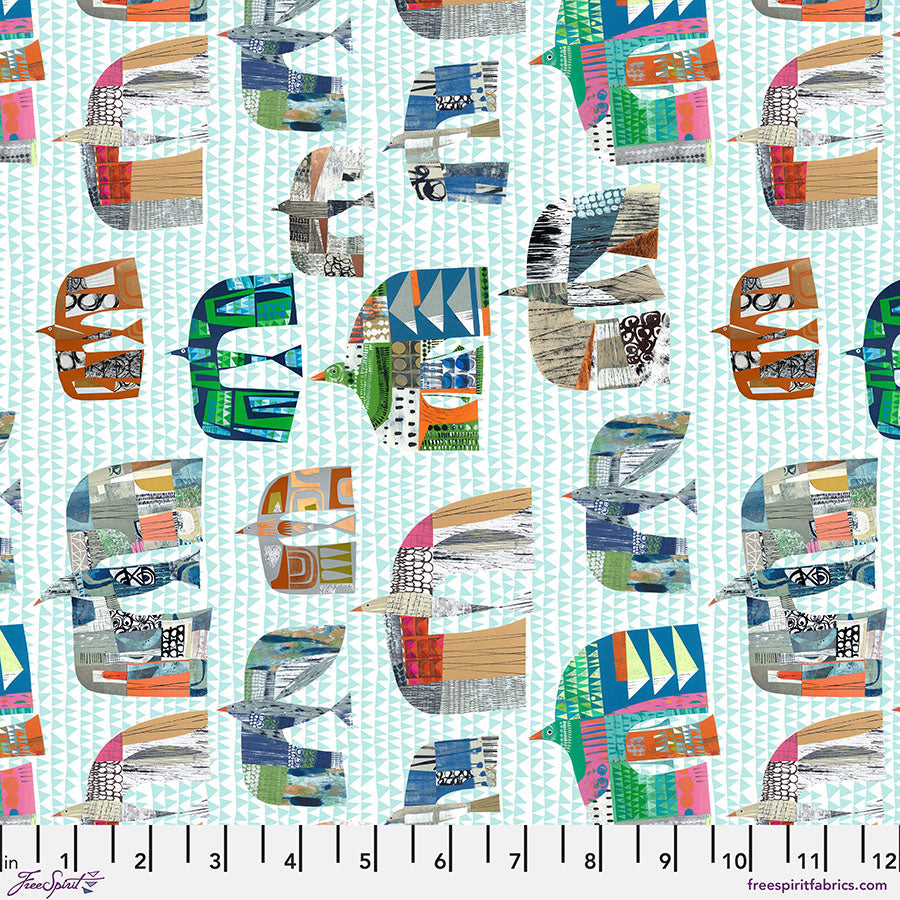 On the Wing Turquoise Cotton Fabric - 44"/45" Per Yard