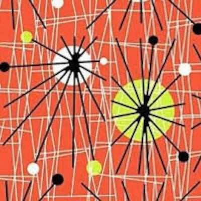 Tissu en coton large Orange Atomic Background - Qualité premium