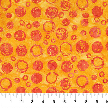 Orange on Yellow Bubble Celebration Cotton Fabric - 44"/45" Per Yard