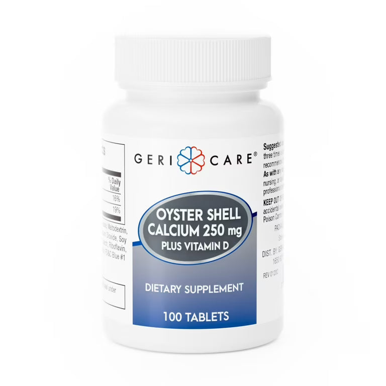 Geri-Care Calcio de Concha de Ostra con Vitamina D3, Tabletas de 250 mg