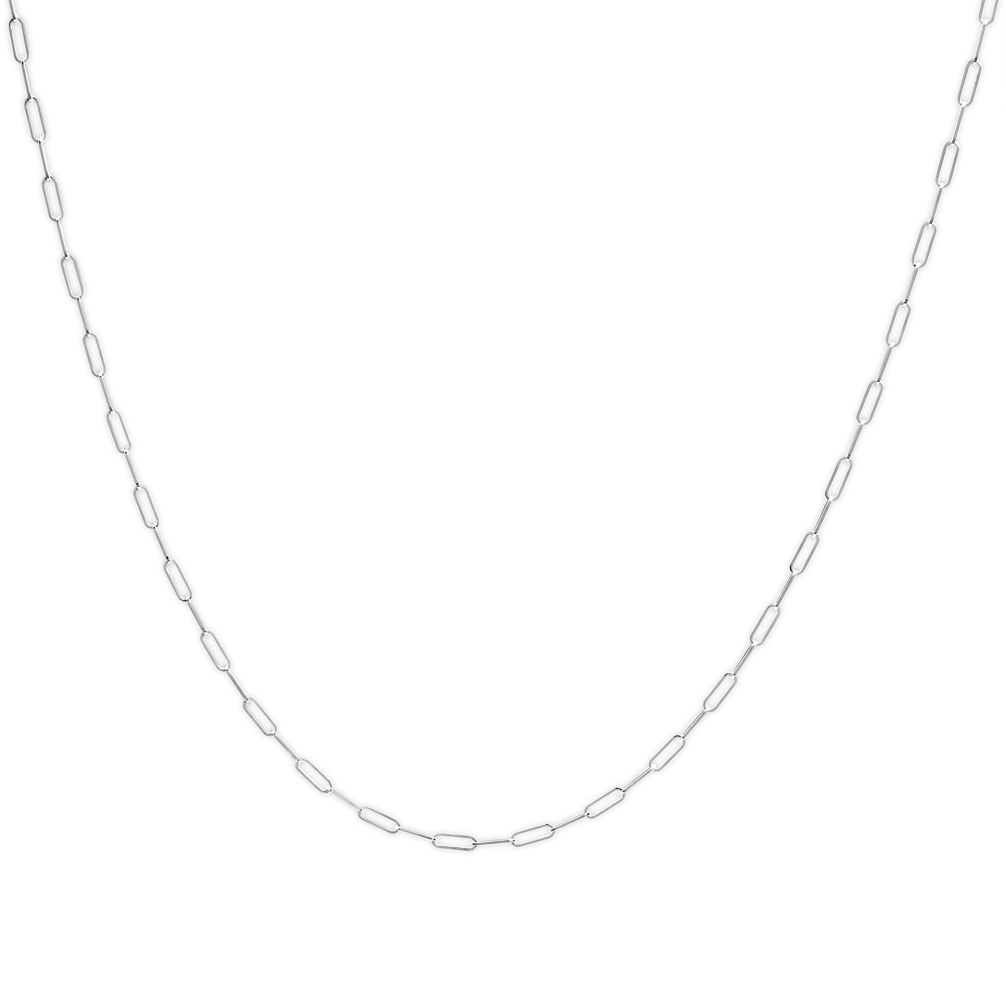 Solid 14K Yellow Gold 2.5mm Paperclip Chain Necklace - 18"