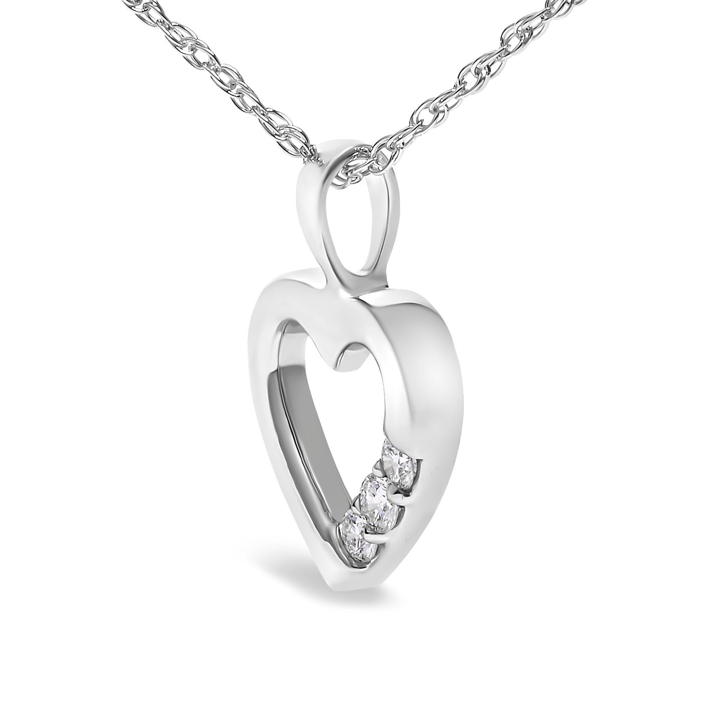 .925 Sterling Silver Lab Grown Diamond Heart Pendant Necklace