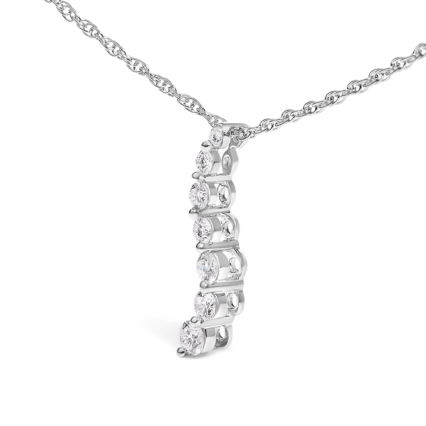 Collar con Colgante de Viaje de Diamante Creado en Laboratorio de Plata Esterlina .925 - 18"