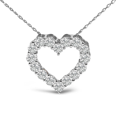 Pendentif en cœur en diamant cultivé en laboratoire de 1/2 carat en or blanc 14K
