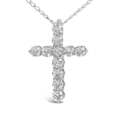 Pendentif croix en diamant lab-grown en or blanc 14K