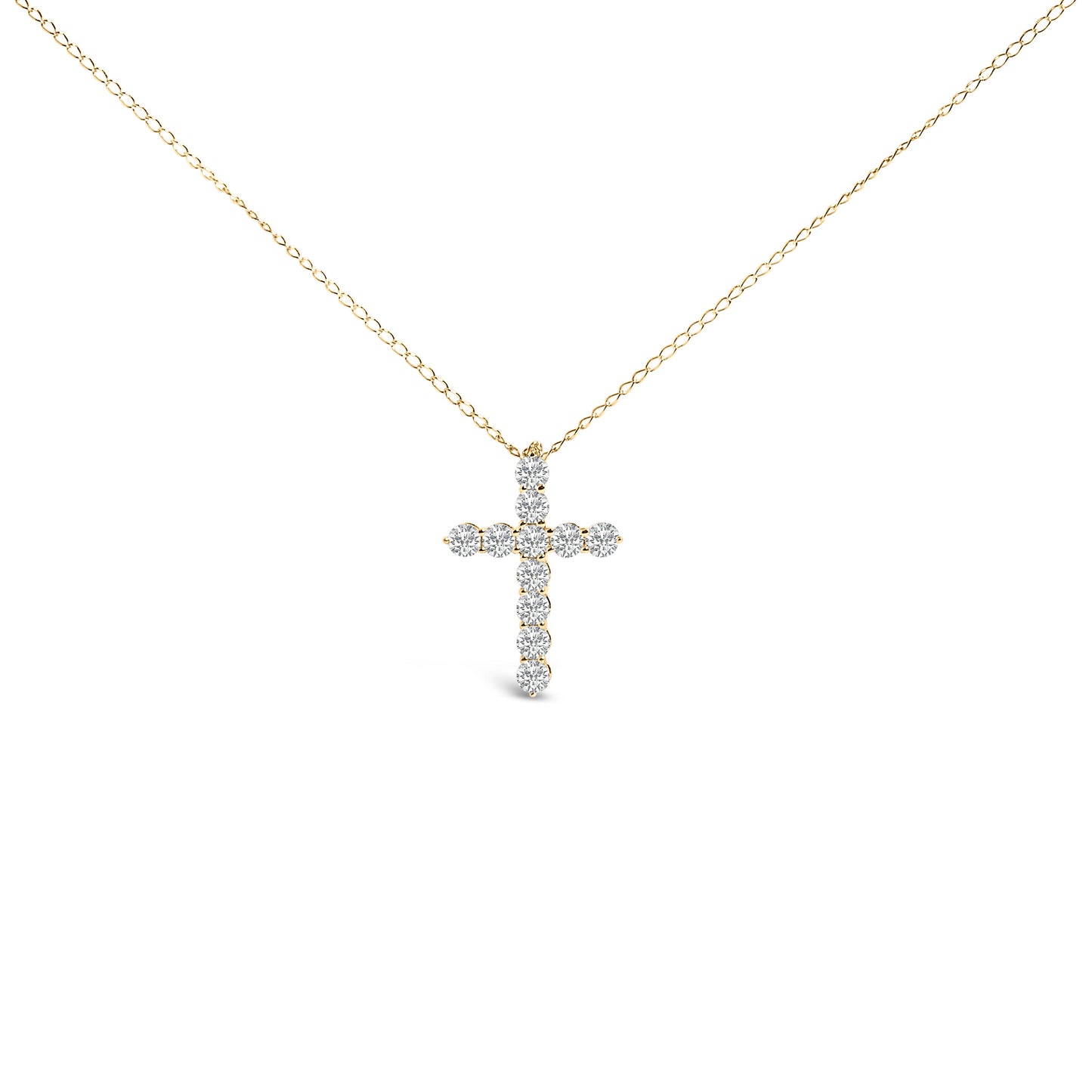 Pendentif croix en diamant lab-grown en or blanc 14K