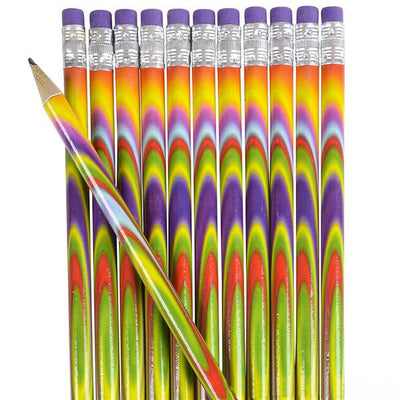 7.5" Tie-Dye Psychedelic Pencils - 12 Pack
