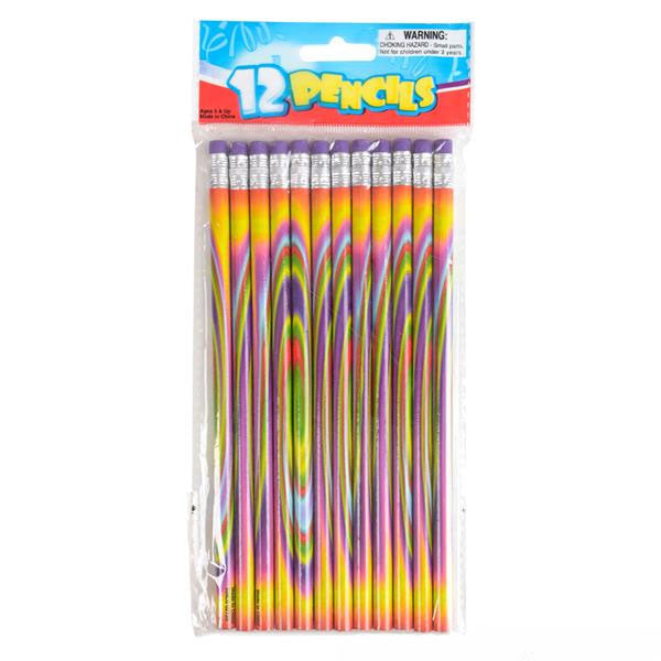 Crayons psychédéliques tie-dye de 7,5" - Pack de 12