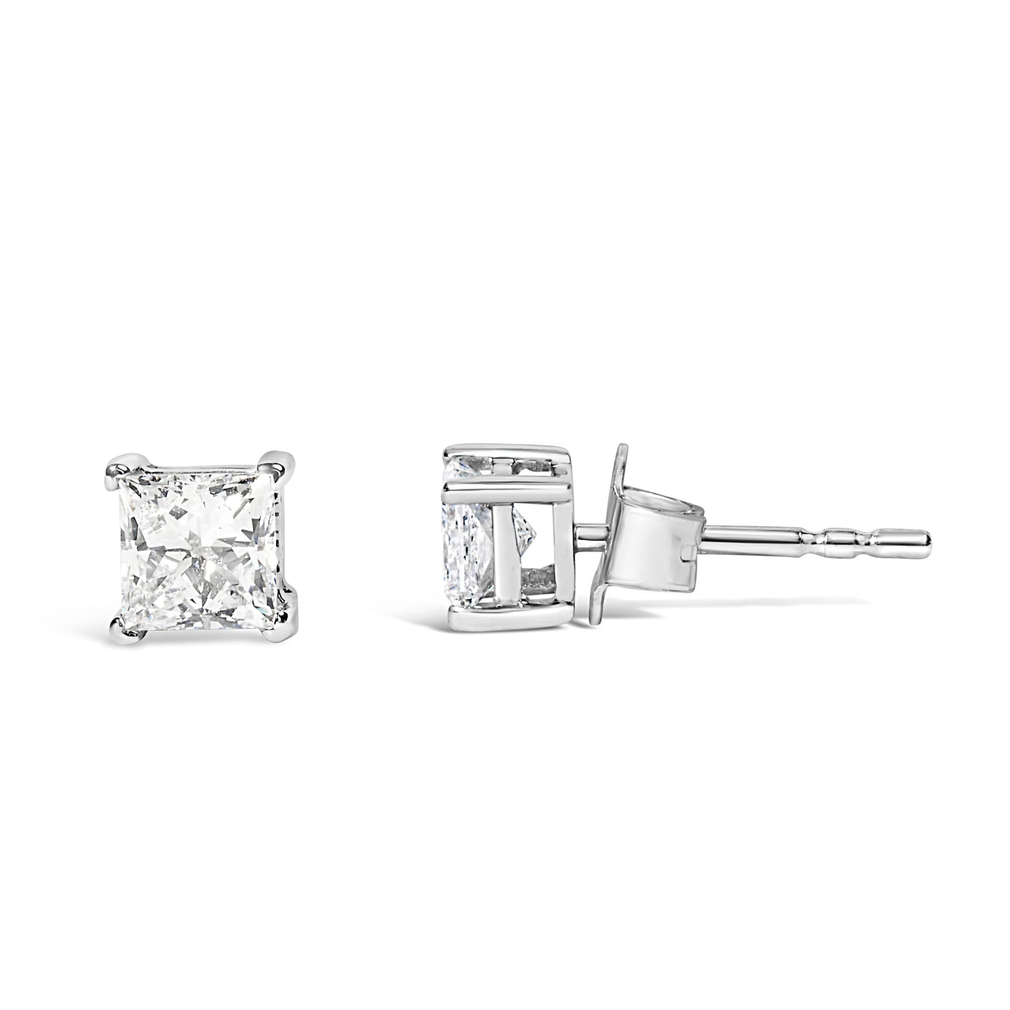 Pendientes de Stud Solitario de Diamante Creado en Laboratorio de Oro Blanco de 14K
