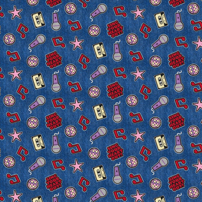 Tela de Algodón Perfect Music Blue Patch - 43"/44" por Yarda