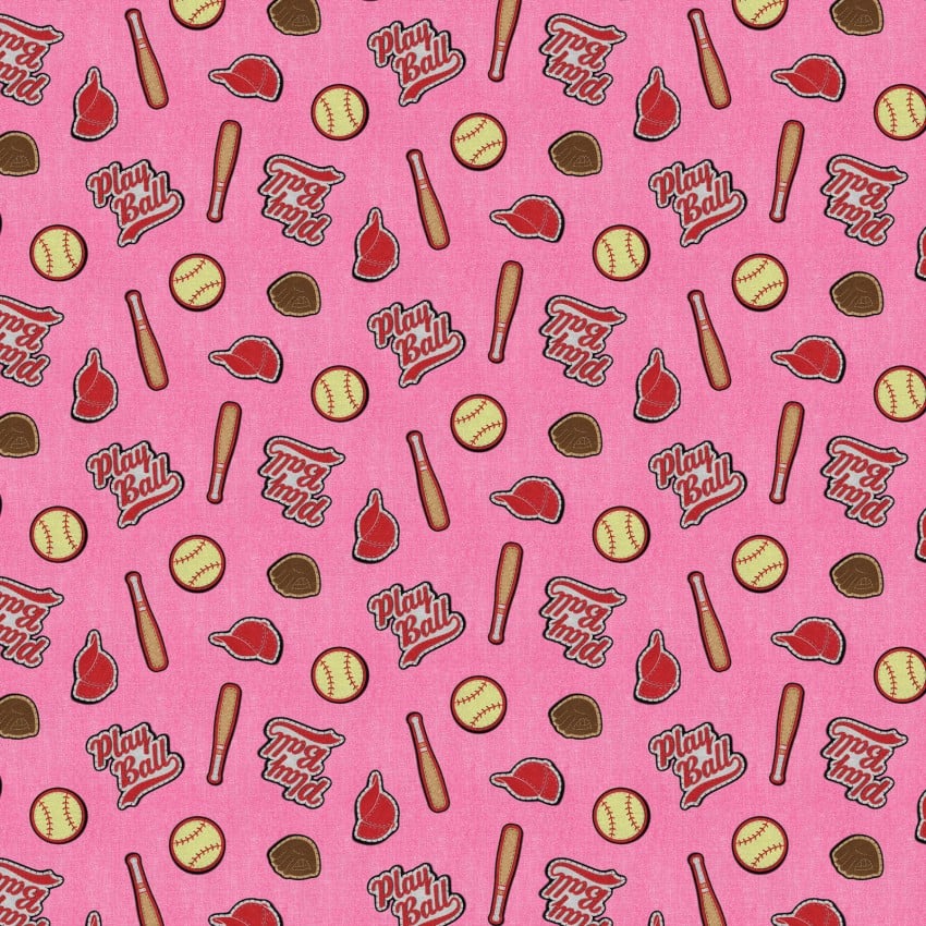 Pink Patch Perfect Baseball Fabric - 43"/44" Per Yard