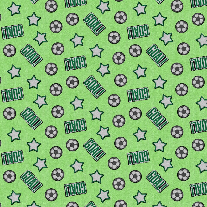 Green Patch Perfect Soccer Cotton Fabric - 43"/44" Per Yard
