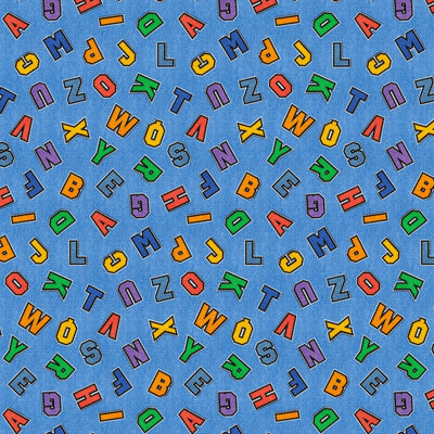 Tela de Algodón Blue Patch Perfect Alphabet Toss - 43"/44" por Yarda