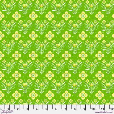 Green Always Flowers Cotton Fabric - 44"/45" Per Yard