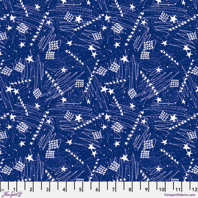 Estrellas en el Cielo Pequeña Tela de Algodón Americana Azul