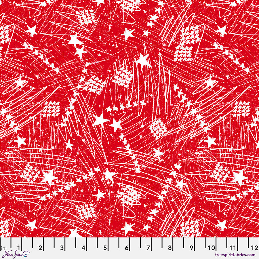 Estrellas en el Cielo Gran Tela de Algodón Americana Roja 44"/45" Por Yarda