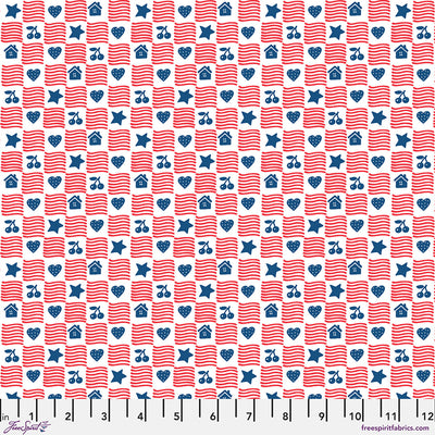 Red American Home Birthday Cotton Fabric - 44"/45" Per Yard