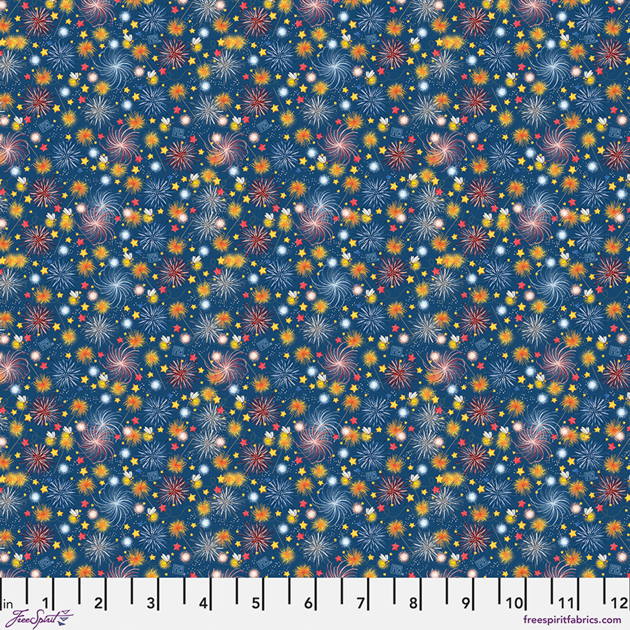 Tissu en coton Navy America's Birthday Fireworks - 44"/45" par yard