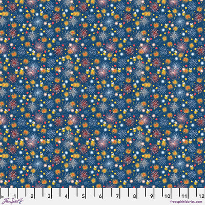 Navy America's Birthday Fireworks Cotton Fabric - 44"/45" Per Yard