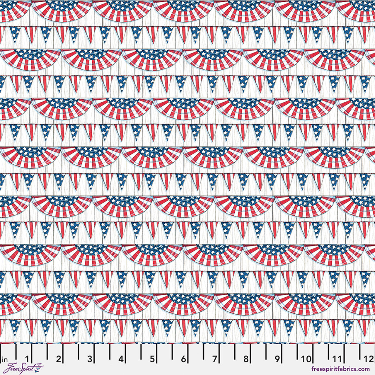 Red America's Birthday Bunting Cotton Fabric - 44"/45" Per Yard