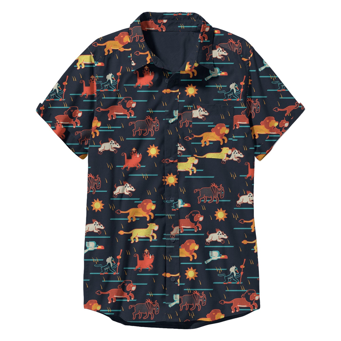 Camisa de botones estampada de personajes de El Rey León para hombres de Disney