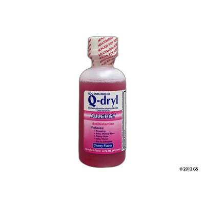 Q-Dryl Elixir Sabor Cereza, Antihistamínico Sin Alcohol 16 Fl Oz