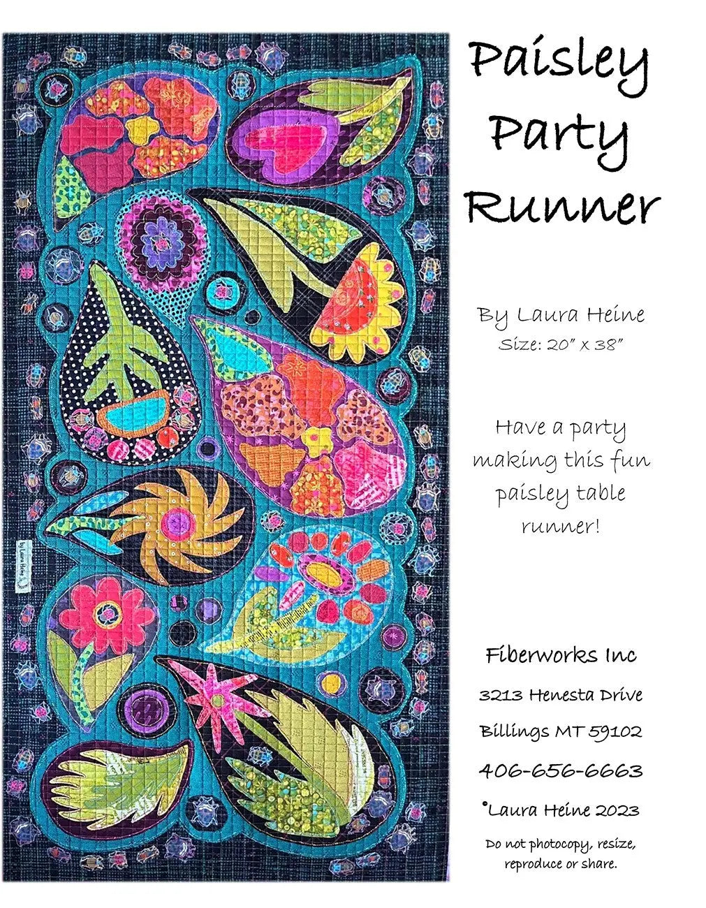 Modèle de chemin de table collage Paisley Party