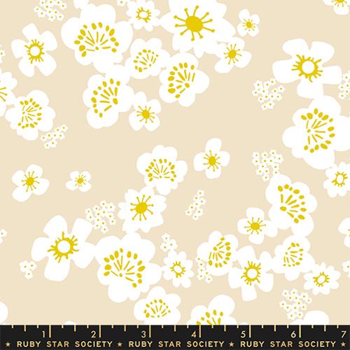 Paper Cuts 2 Parchment Yellow Retro Hawaiian Cotton Fabric