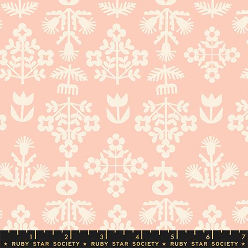 Tela de algodón Peach Puff Paper Cuts 2 - Flores frescas