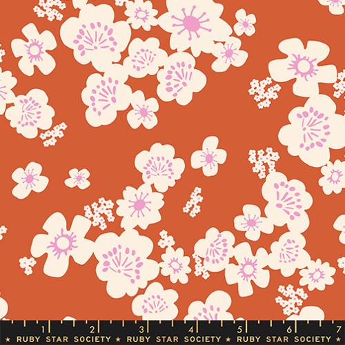 Tela de Algodón Retro Hawaiana Paper Cuts 2 Naranja Persimón