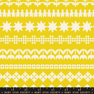 Paper Cuts 2 Starfruit Yellow Stripes Knit Cotton Fabric