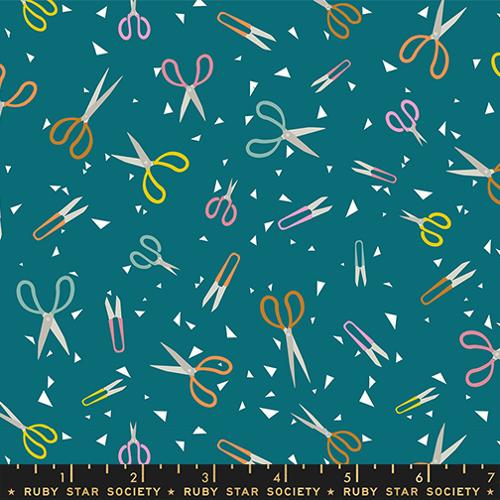 Paper Cuts 2 Storytime Turquoise Cotton Fabric - 43"/44" Per Yard