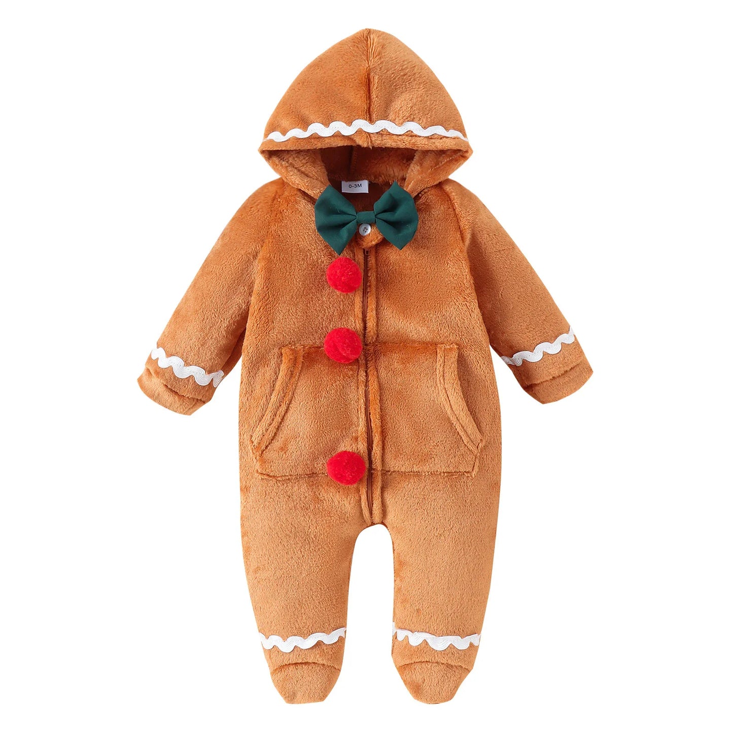 Romper de Jengibre de Navidad para Bebés con Sombrero